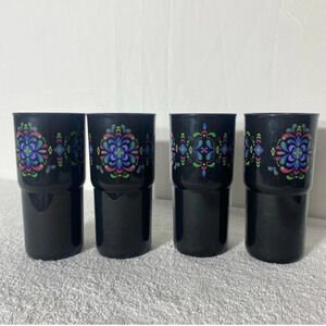 Tupperware Kaliopi Fiesta Black Purple  Tumblers x4